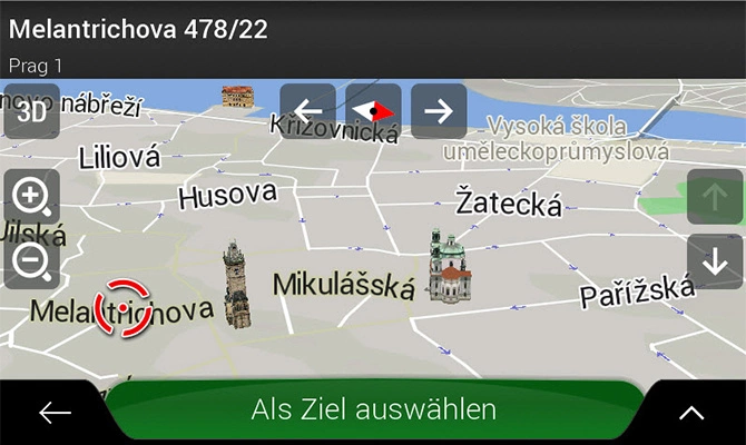 Navigointinäkymä Zenec Z-N328 soittimessa